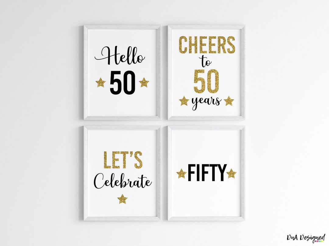 50th Birthday Printable Glitter Signs for Parties Instant Download ...