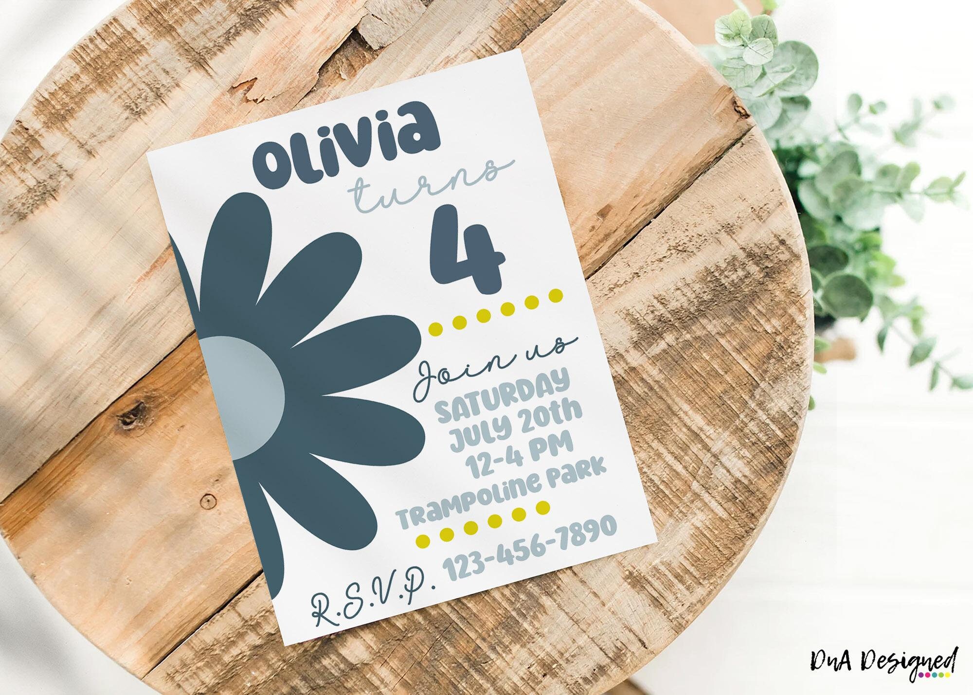 Edit Yourself Printable Flower Birthday Invitation DIY - Print at Home Editable Bday Invitations for Kids Party