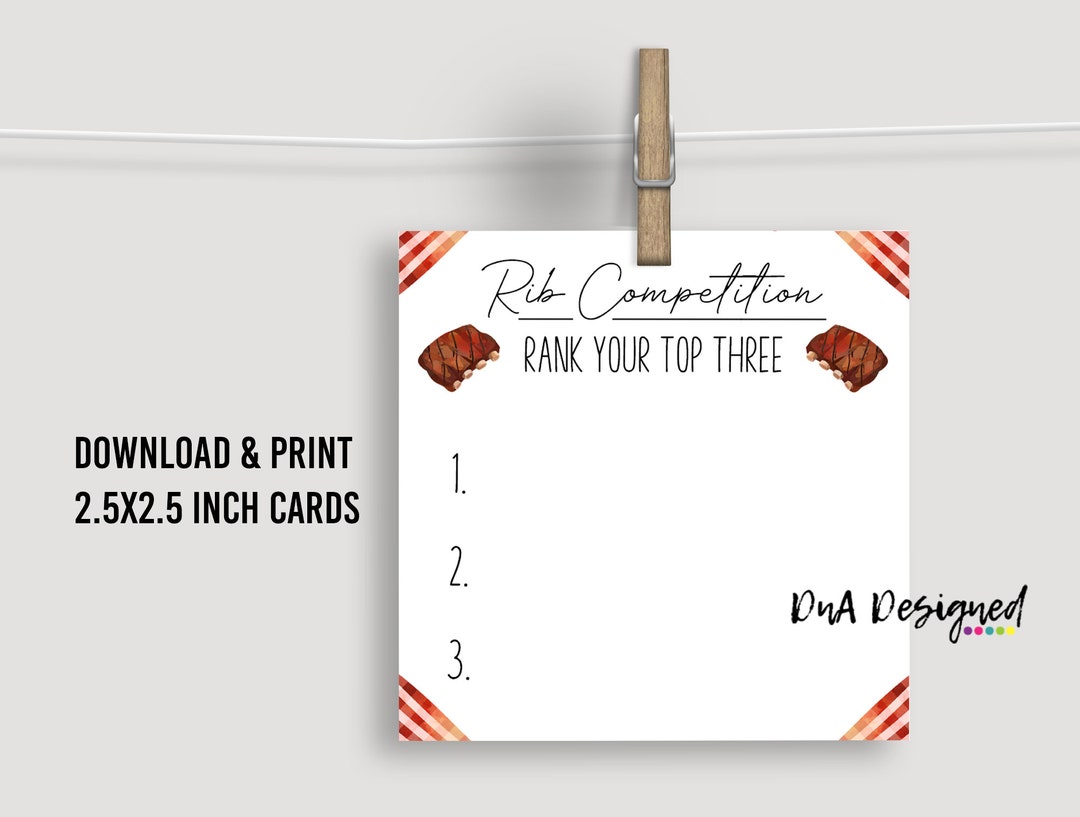 Printable Rib Competition Cook off Voting Cards for Guests - Etsy