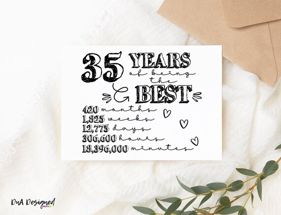 Biglietto Di Auguri 35° Compleanno Per Donne - Divertente, Con Spazio Per Messaggio, Idea Regalo Unica