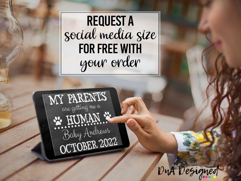 Our Parents are Getting Us a Human Pet Photo Prop Pregnancy Reveal Announcement Print