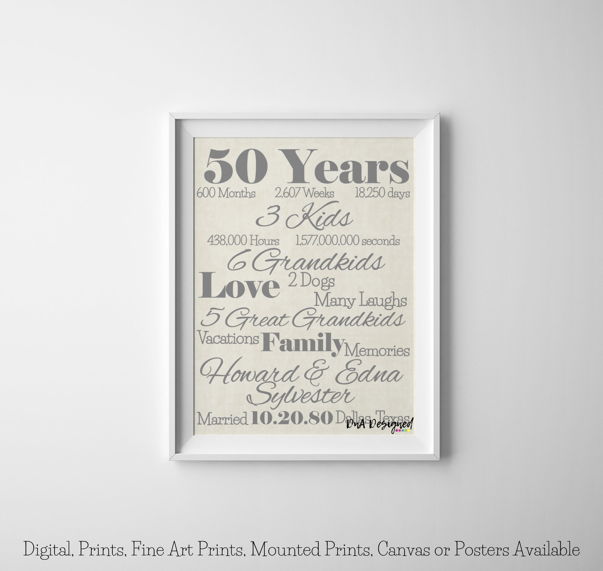 50th Anniversary Gift for Grandparents Custom Golden Etsy