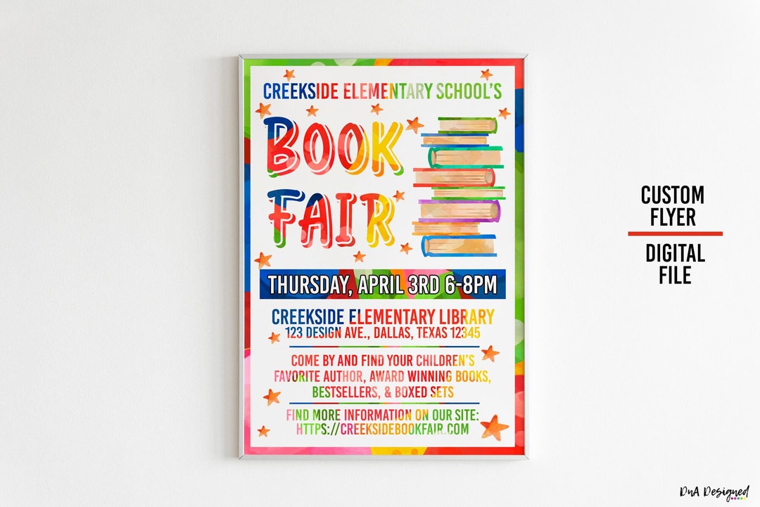 Custom School Book Fair Flyer for Printable for PTA PTO School