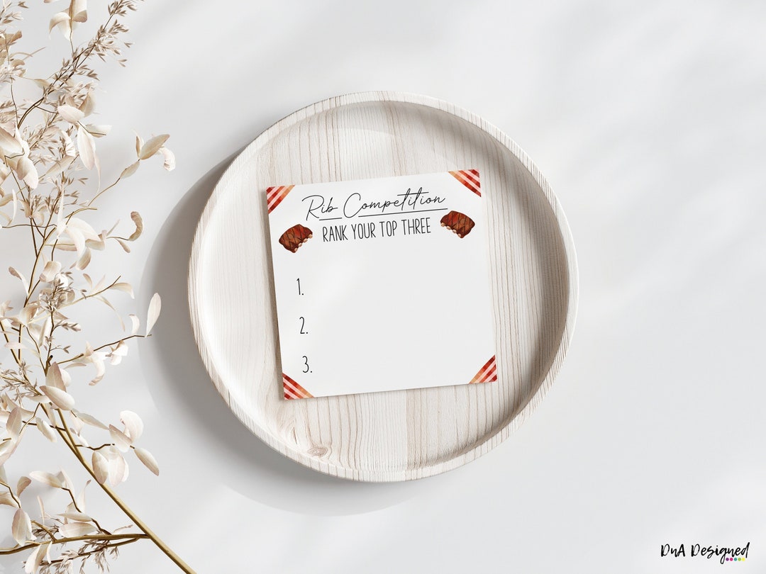 Compitition Card Printable Rib Competition Voting Cards for BBQ Cook off (digital ...