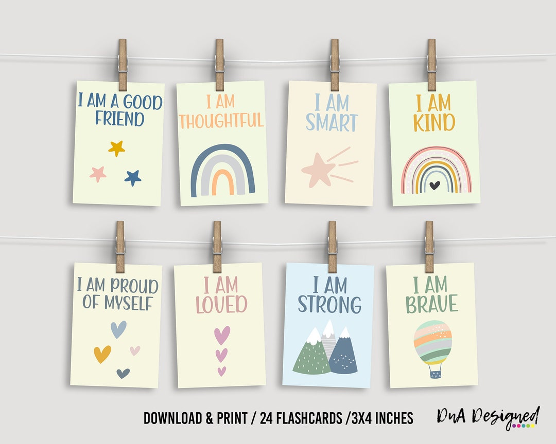 24 Printable Positive Affirmations for Kids - DIGITAL Instant Download ...