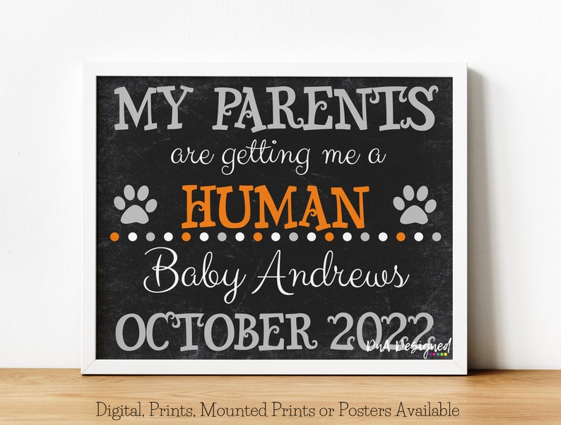 Our Parents are Getting Us a Human Pet Photo Prop Pregnancy Reveal Announcement Print