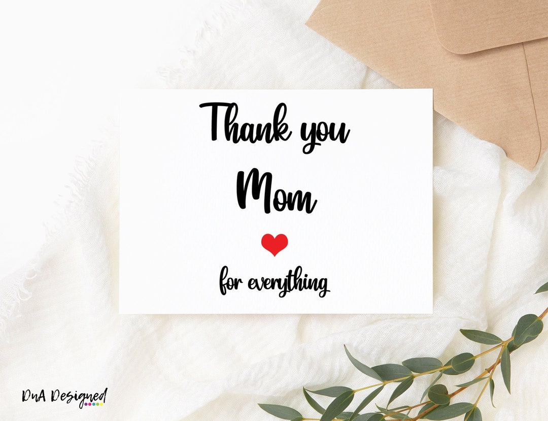 Thank You Mom Card – Mother's Day DIY Gift (digital Download) - Etsy