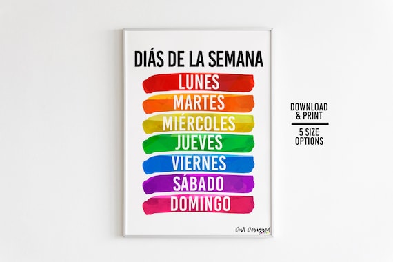 Dias De La Semana Watercolor Printable for Kids at Home - Etsy