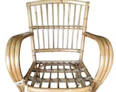 3-Strand Bentwood Rattan Armchair with Stick Rattan Back