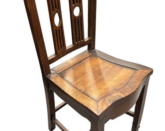 English Hepplewhite Walnut Pierced Splats Harp Side Chair