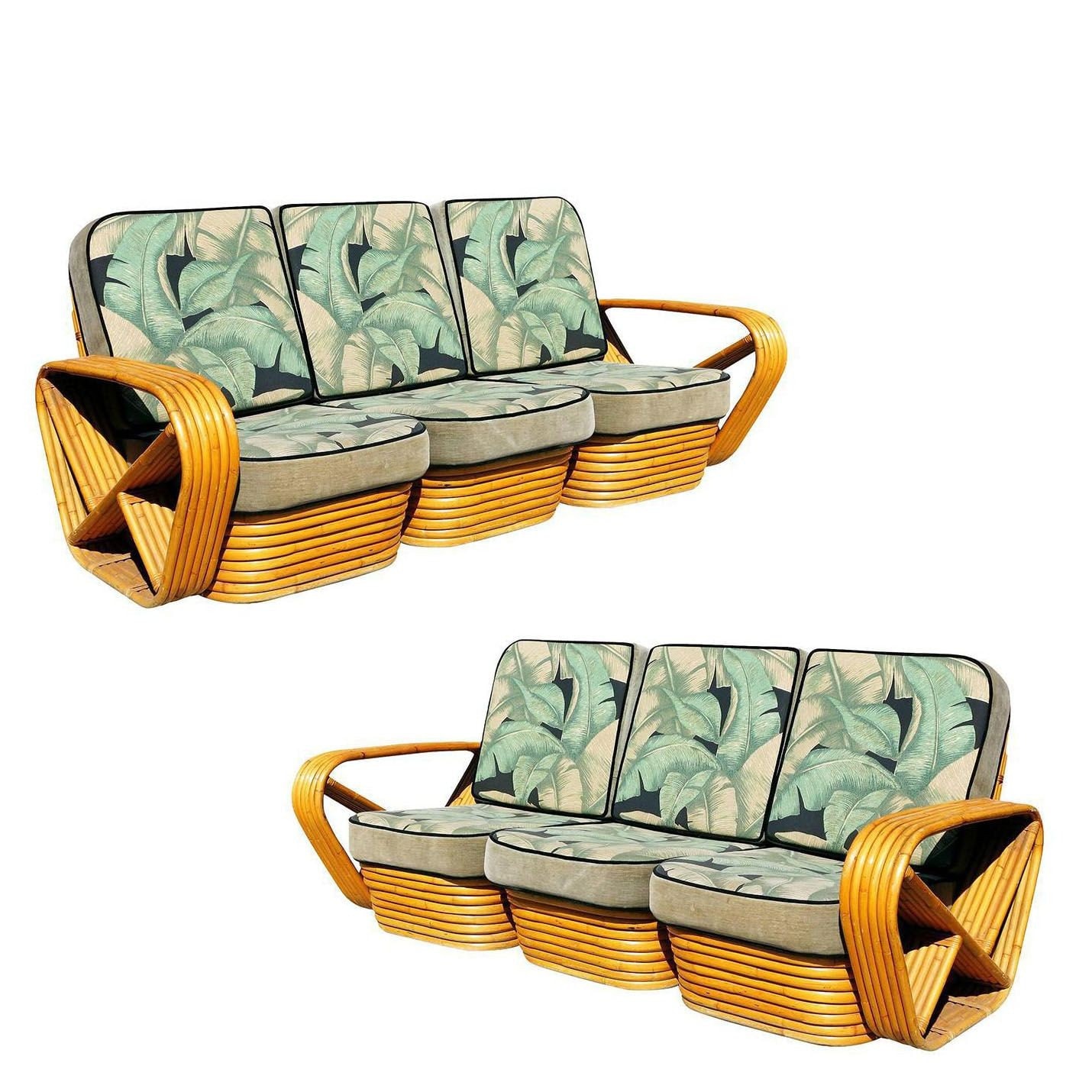 Restored Paul Frankl Style Six-strand Square Pretzel 3-seater Sofa