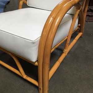 Rare Restored 1949er Rattan Reclining Lounge Chair with Arched Arms image 5