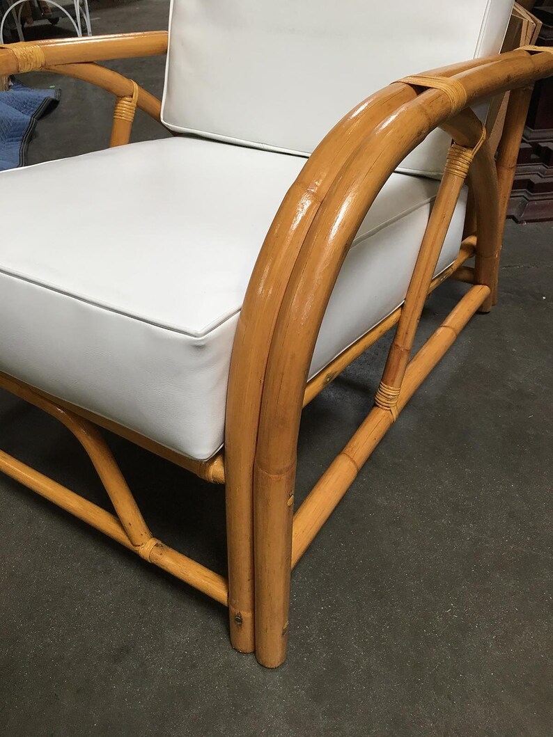 Rare Restored 1949er Rattan Reclining Lounge Chair with Arched Arms image 5