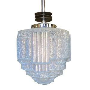 Streamline Ceiling Pendant with Blue Glass Stepped Glass Globe, 5 Avail. image 2