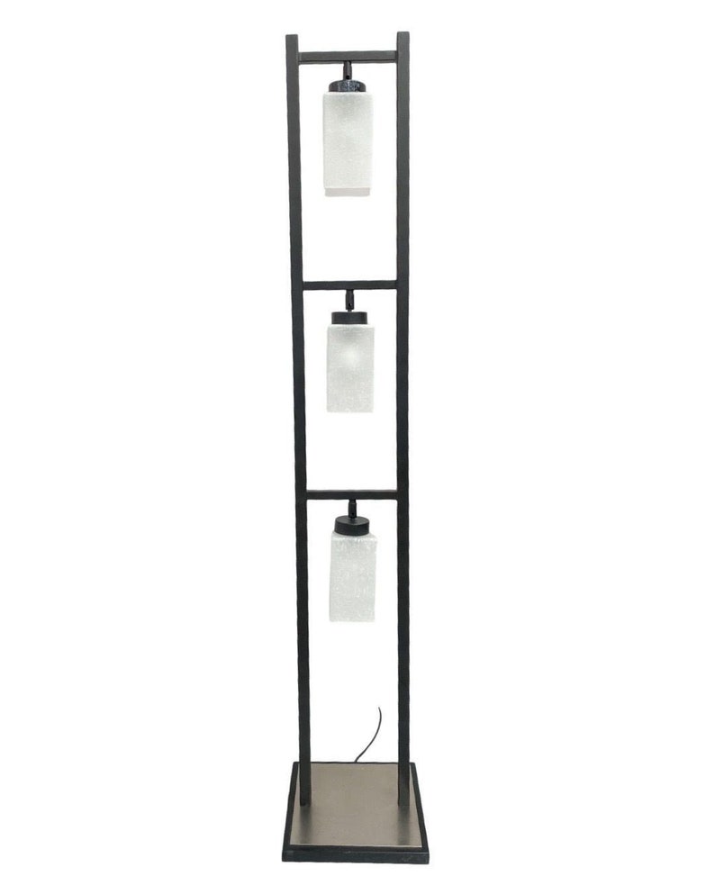 Asian Inspired Modernist Floor Lamp with Chrome Base image 1