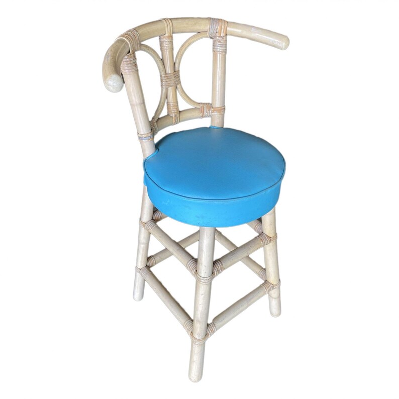 Restored Rattan Bar Stools with Hour Glass Seat Back, Set of 6 image 2