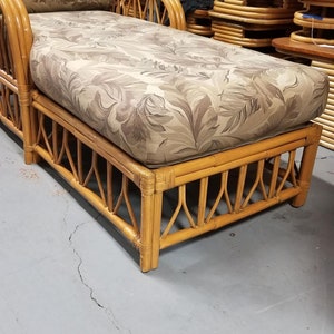 Restored Rattan Three-Strand Arms Chaise Lounge with Reed Rattan Sides image 3