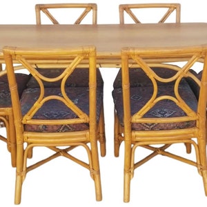 Restored Rattan Dining Room Table and Chairs Set