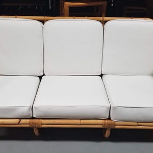 Restored Rattan Three-Strand Full Pretzel Lounge Chair and Three-Seat Sofa Set image 4