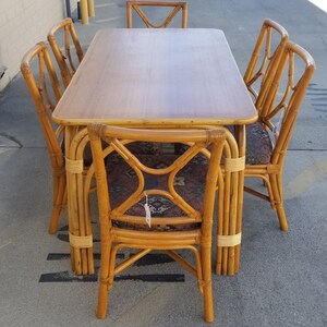 Restored Rattan Dining Room Table and Chairs Set image 4