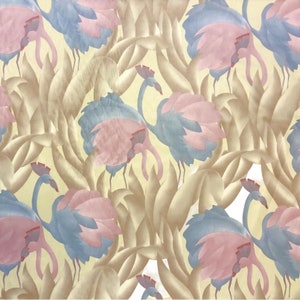 Vintage 1970's Polished Cotton Fabric with Tropical Flamingo design, 9 yards total image 3