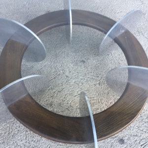 Knut Hesterberg inspired Round Walnut and Stainless Steel Coffee Table image 3