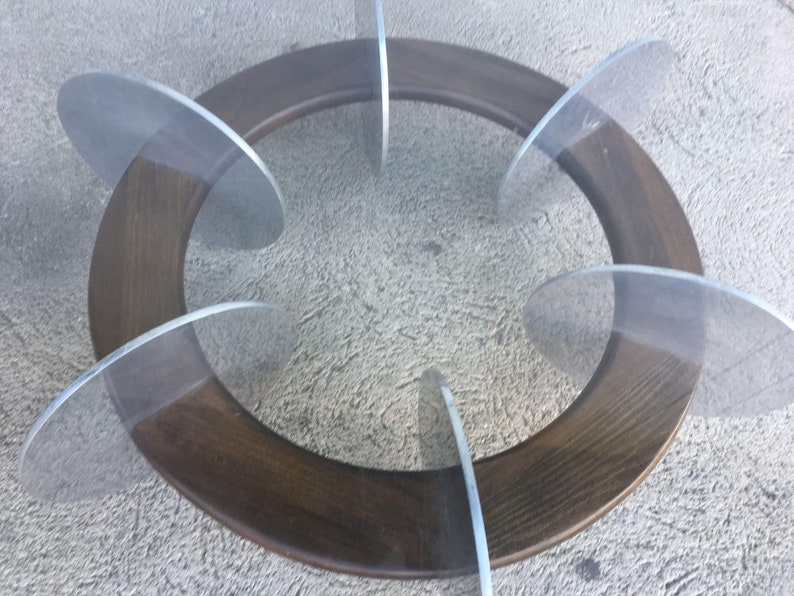 Knut Hesterberg inspired Round Walnut and Stainless Steel Coffee Table image 3