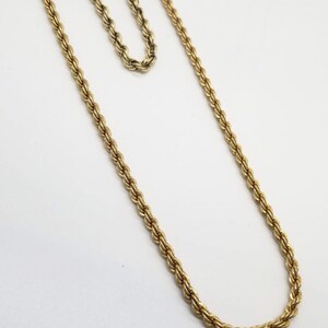 Mid Century 14k Gold Rope Chain Necklace and Bracelet Set image 2