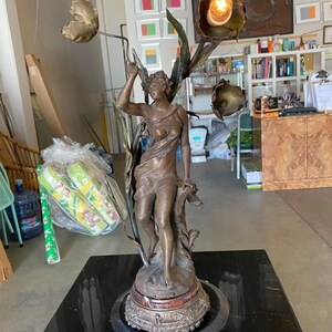 Ernest-Justin Ferrand Female Coup de Soleil Zamac Sculpture Table Lamp image 3