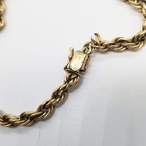 Mid Century 14k Gold Rope Chain Necklace and Bracelet Set image 6