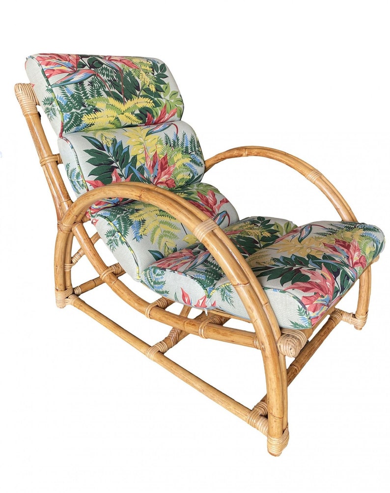 Restored Two-Strand Half Moon Rattan Cup Seat Lounge Chair image 10