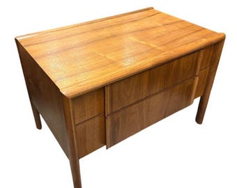 Mid Century "Parallel" Walnut End Table Commode by Barney Flagg For Drexel