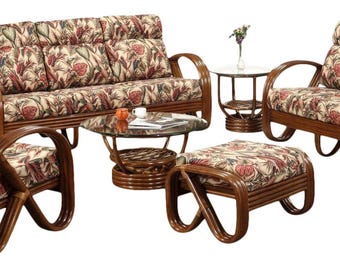 Three-Strand 3/4 Pretzel "Kauai" 6-Piece Set Rattan Living Room Set