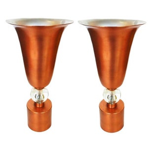 Copper Mid-Century Torchière Table Lamps, Pair image 1
