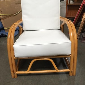 Rare Restored 1949er Rattan Reclining Lounge Chair with Arched Arms image 2