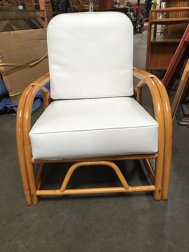 Rare Restored 1949er Rattan Reclining Lounge Chair with Arched Arms image 2