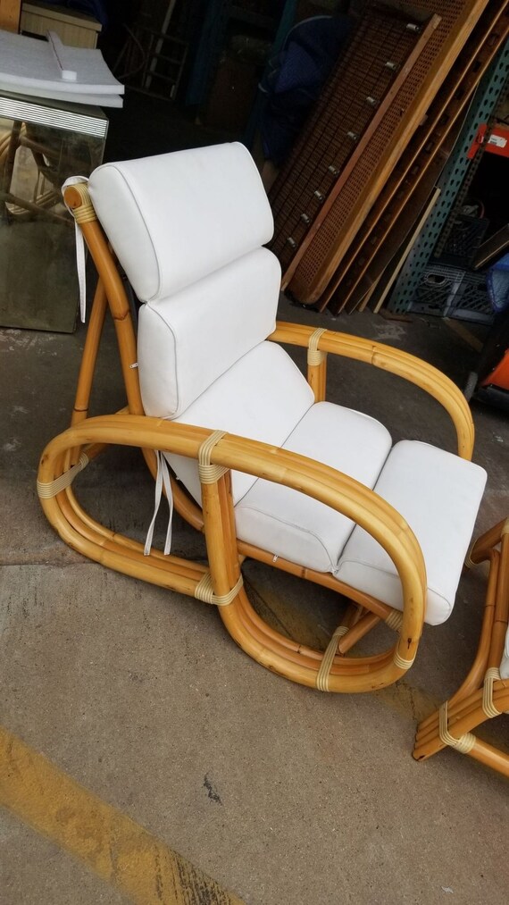 Immaculately Restored Rattan Reverse Pretzel Three Strand Lounge