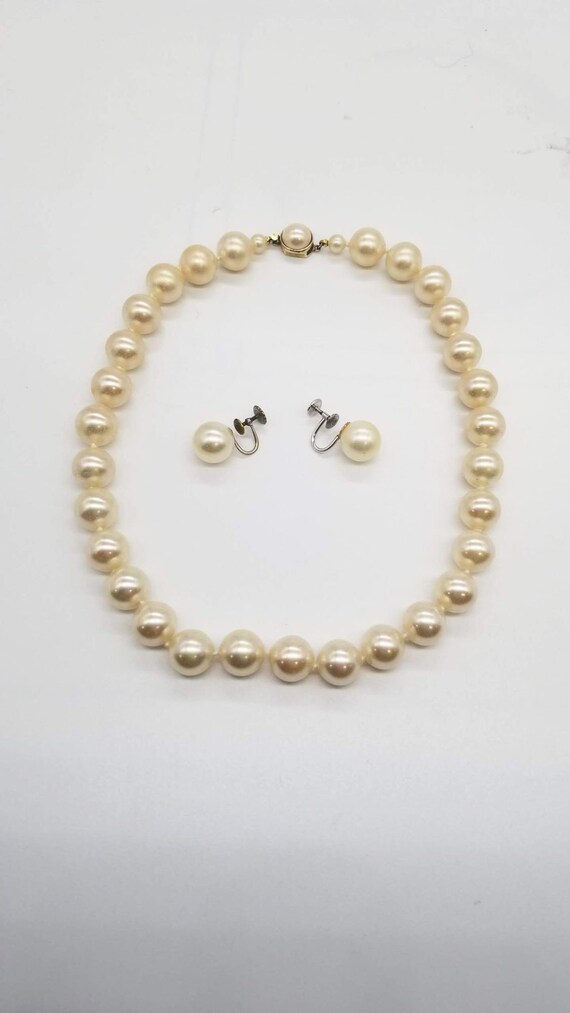 Marvella Faux Pearl Necklace and Earrings Set - image 2