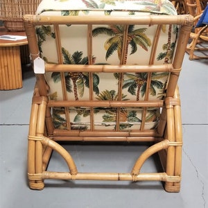 Restored Rattan 2-Strand Half Moon Lounge Chair with Palm Print Cushions zdjęcie 8