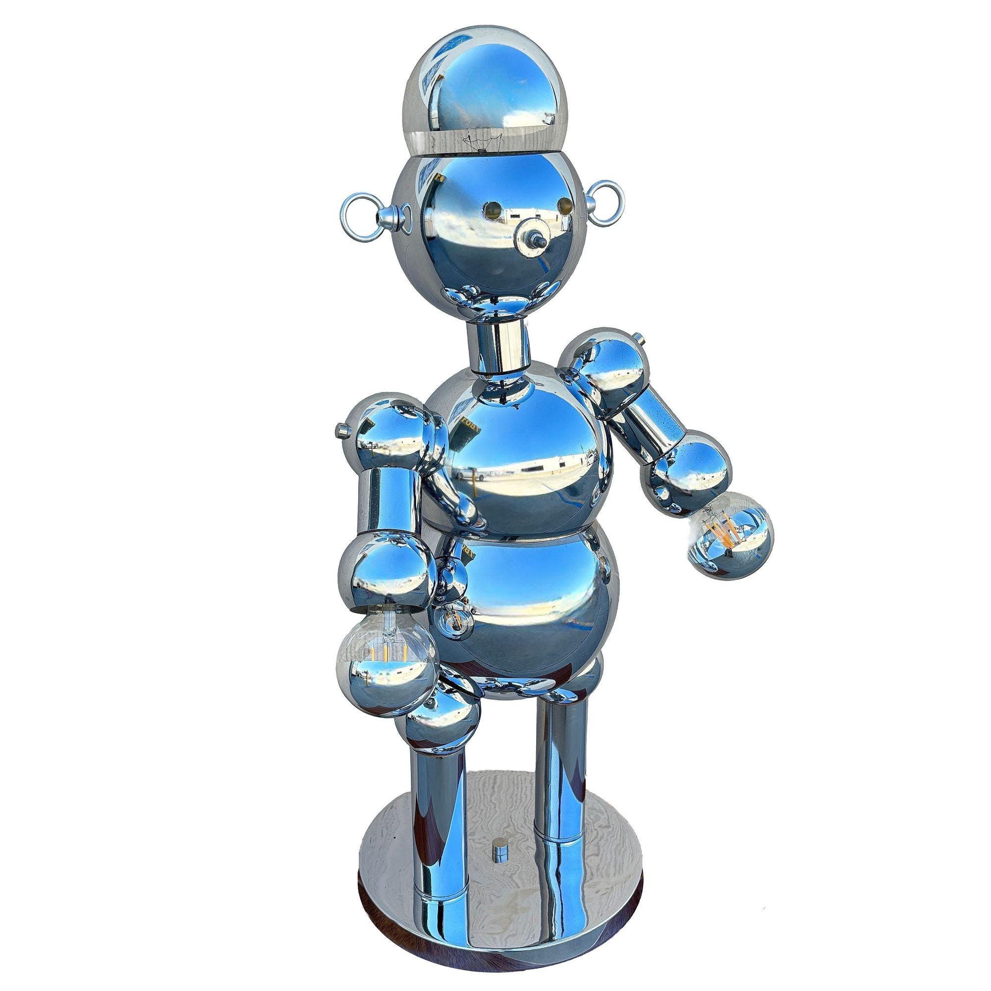 1975 Post-modern Chrome Bubble Ball Robot Lamp by Torino 1975 Post-modern Chrome Bubble Ball Robot Lamp by Torino