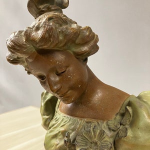Female Victorian Summer Madame Bust w/ Marble Base image 10