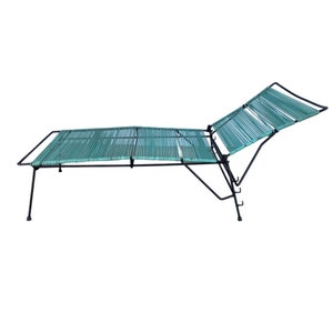 Mid Century Iron Outdoor/Patio Chaise Lounge with Teal Cord image 6