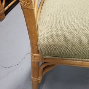 Restored Rattan Barrel Back Dining Chair Armchair W/ Skeleton Arms Pair image 3