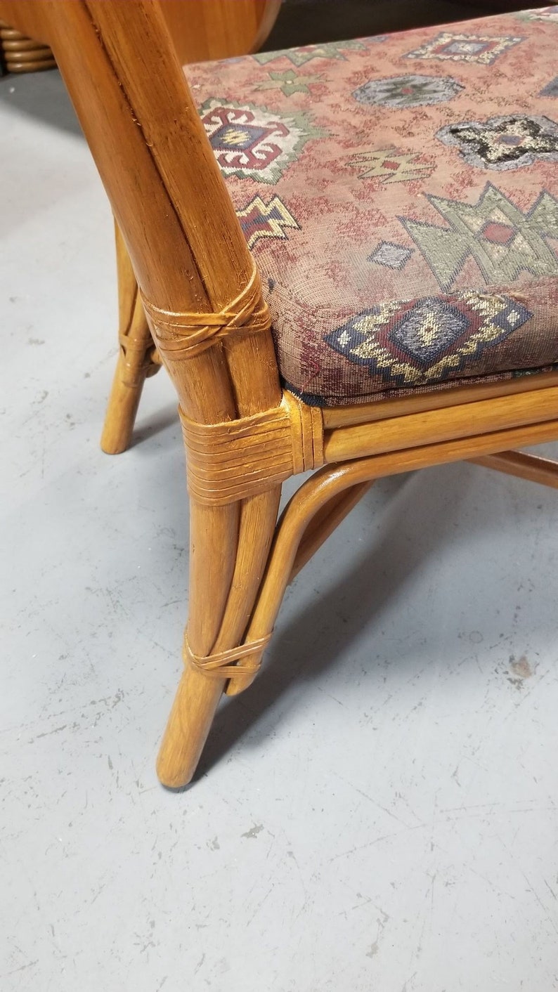 Restored Rattan Dining Room Table and Chairs Set image 5