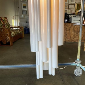 Modernist White Lucite Stacked Tube Chandelier by Rougier, Circa 1970s image 9