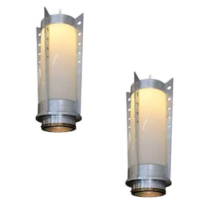 Mid-Century Aluminum Cylinder Pendant circa 1960, Pair