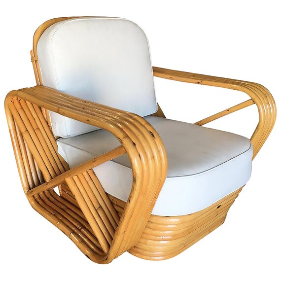 Restored Vintage Five strand Square Pretzel Rattan Lounge Chair