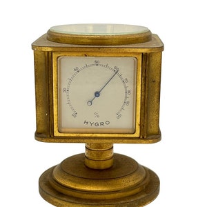 Swiss Brass Art Deco Desk Clock Weather Station by Angelus Meteo image 4