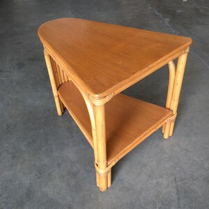 Restored Rattan Wedge Drinks Table with Two-Tier Mahogany Tops image 5