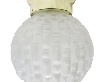 Art Deco Small Opaque Geometric Sphere Ceiling Glass Globe Pendant
